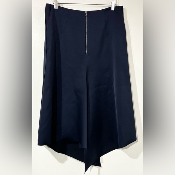 Tibi Navy Bonded Satin High Waisted Draped Skirt 2 - Picture 2 of 10